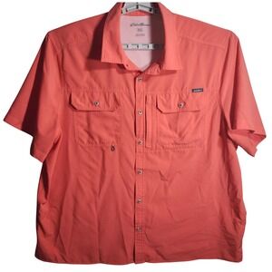 Eddie Bauer XXL Coral Short Sleeve Button Up‎ Fishing Shirt Outdoor Casual